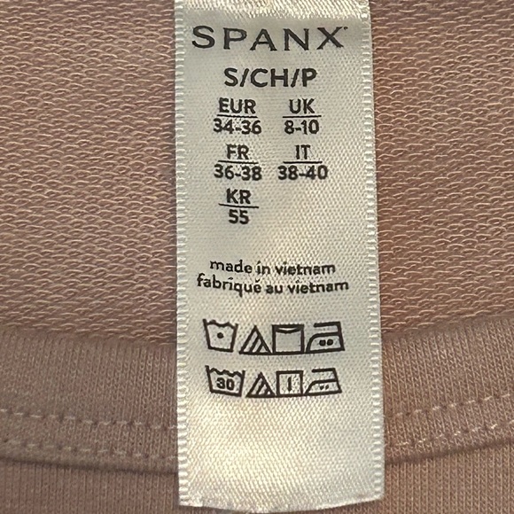 SPANX Sweatshirt Tan Perfect Length 3/4 Dolman Sleeve Top Womens Size S Neutral - Picture 2 of 10